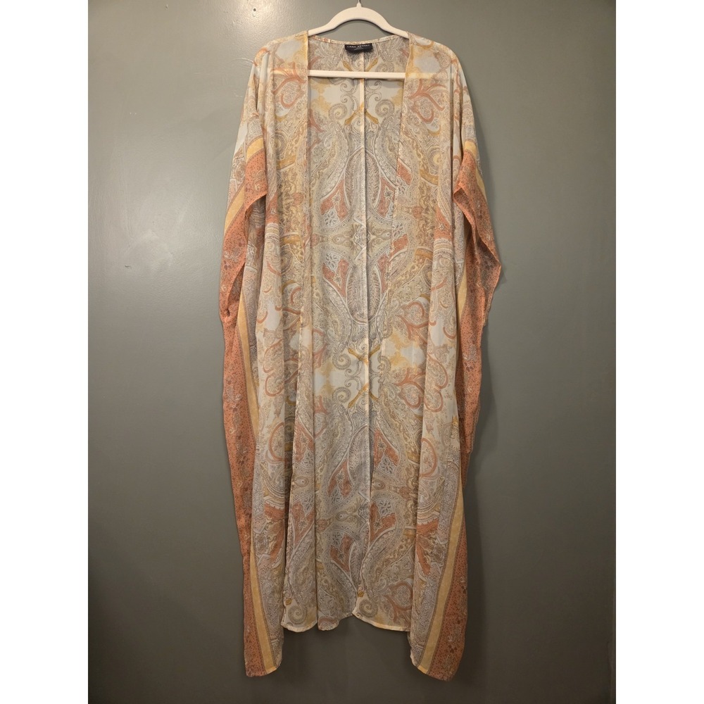 Lane Bryant Sheer Open Front Maxi Kimono Paisley Print Boho, One Size Fits Most